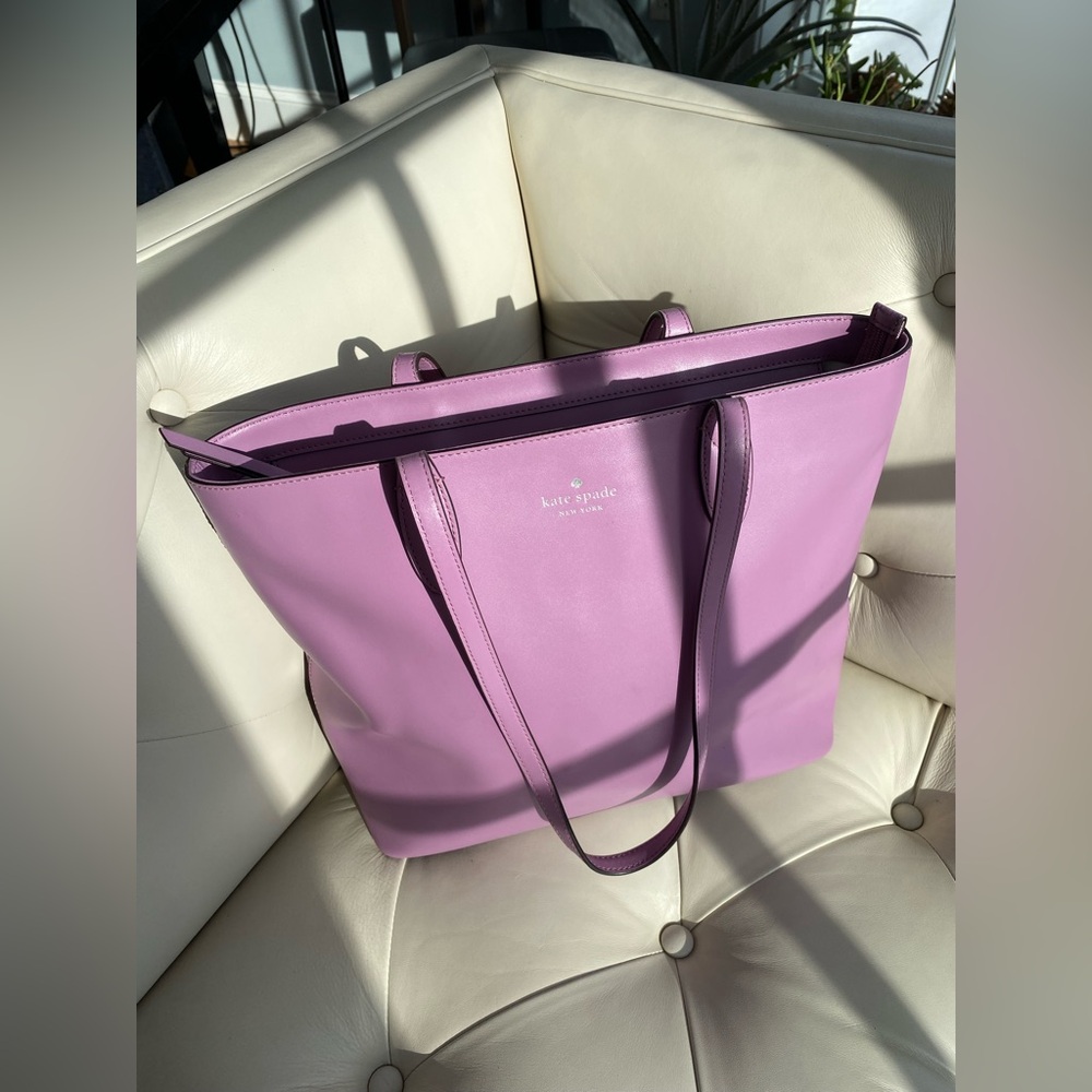 Kate Spade Kerri Medium Tote | Lavender Smooth Leather Zip-Top - Picture 1 of 12